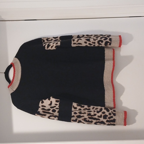 THML Black Sweater with Leopard Print Sleeves - Picture 3 of 3